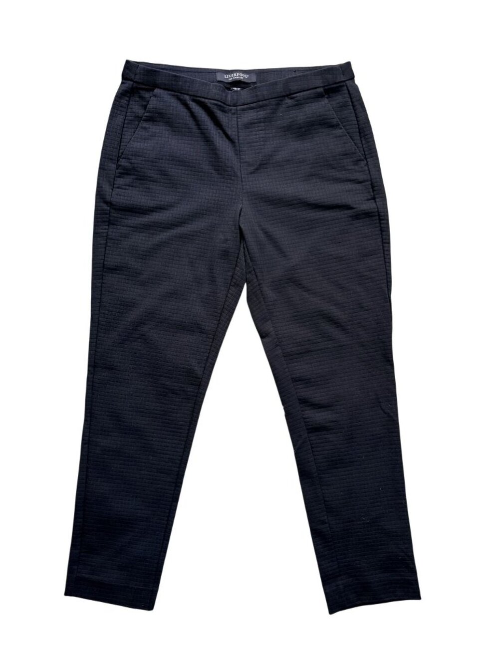 Liverpool Black Textured Pull-On Ankle Pants Size 10 Stretch